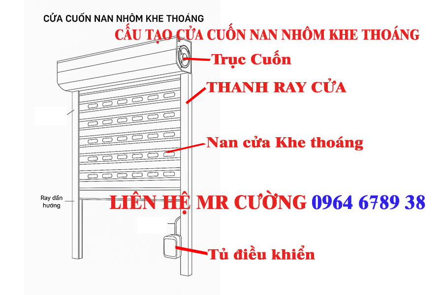 Cấu tạo cửa cuốn nan nhôm khe thoáng